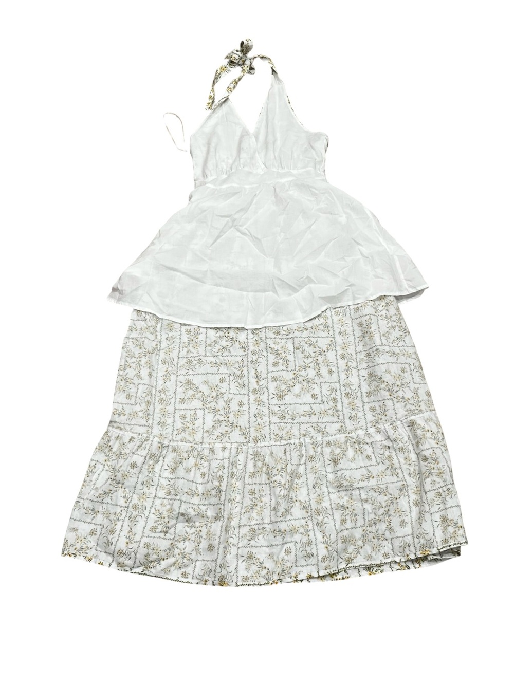 Joie White Yellow Floral Linen Blend Halter Midi Maxi Dress NWT Size 8 - Picture 11 of 13